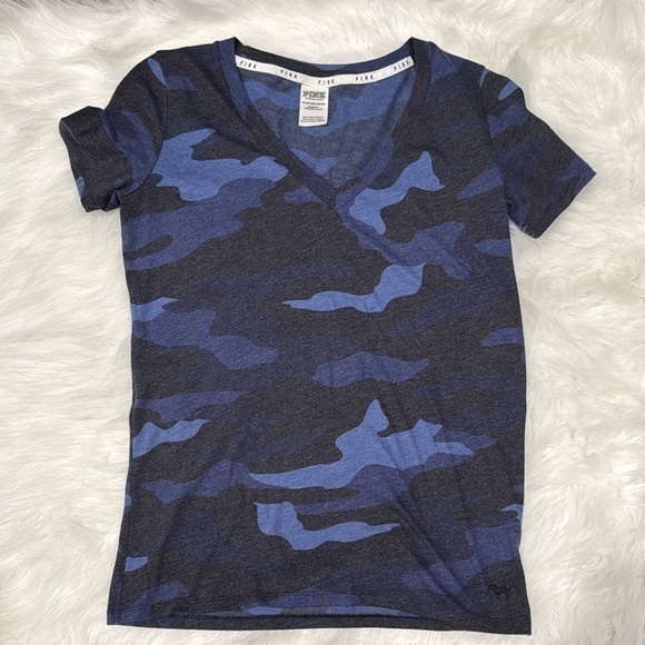 Victoria's Secret Tops - PINK Victoria secret Blue Camouflage V-Neck Women's Top